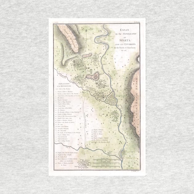 Vintage Map of Sparta Greece (1783) by Bravuramedia